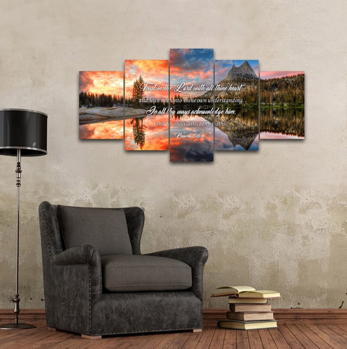 Proverbs 35-6 Kjv 'Trust In The Lord With All Thine Heart' Christian Scripture Wall Art Canvas - Christian Canvas Wall Art