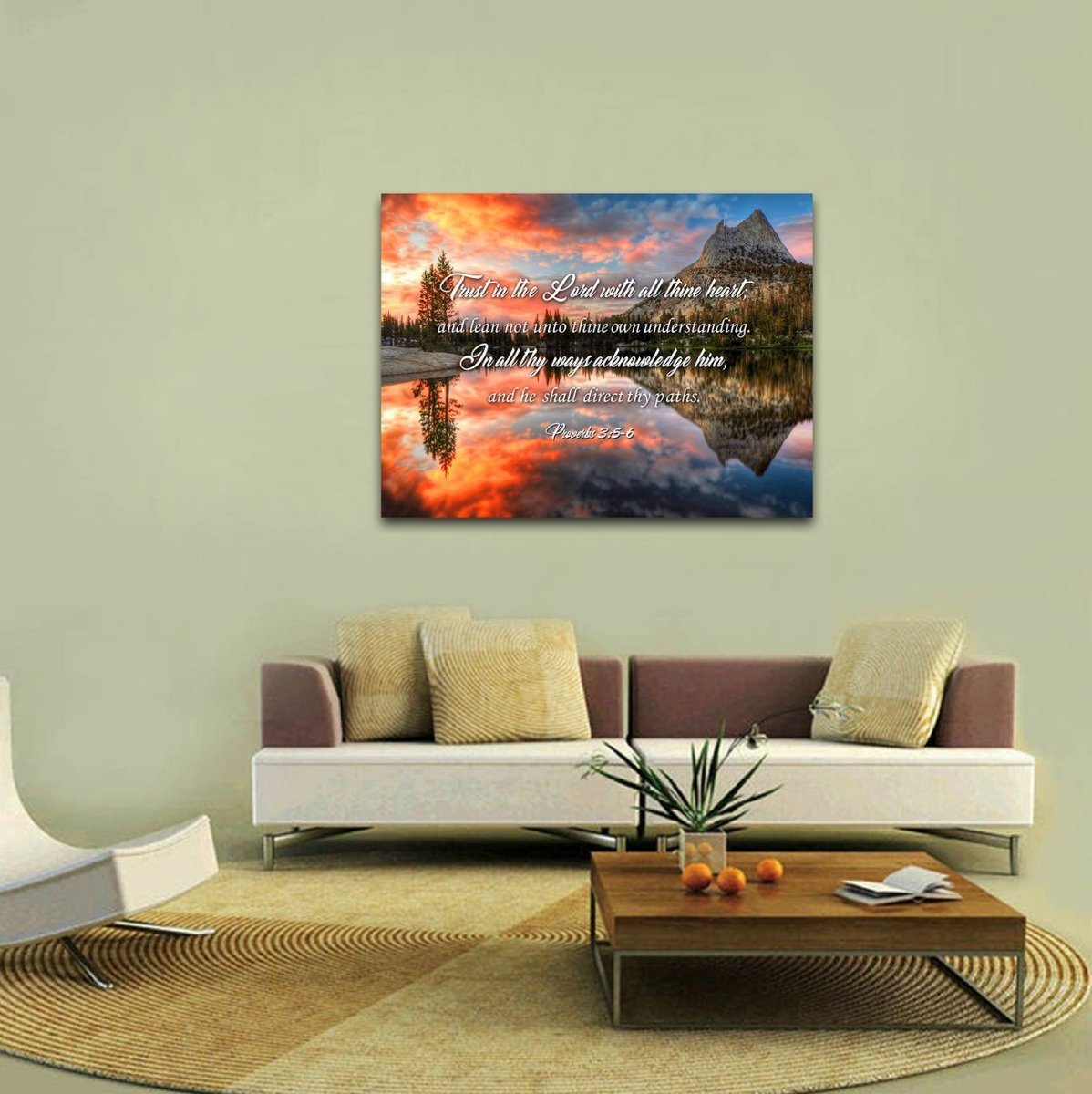 Proverbs 35-6 Kjv 'Trust In The Lord With All Thine Heart' Christian Scripture Wall Art Canvas - Christian Canvas Wall Art