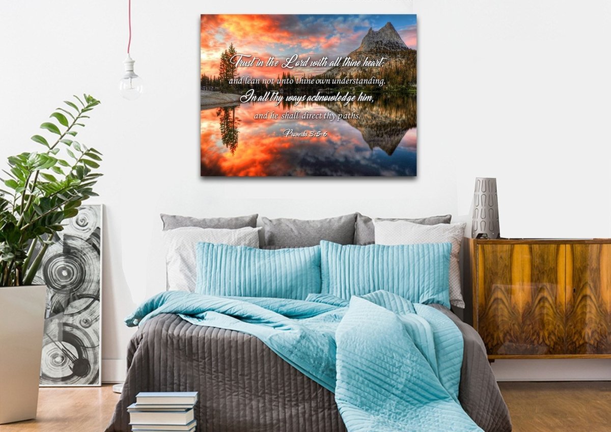 Proverbs 35-6 Kjv 'Trust In The Lord With All Thine Heart' Christian Scripture Wall Art Canvas - Christian Canvas Wall Art