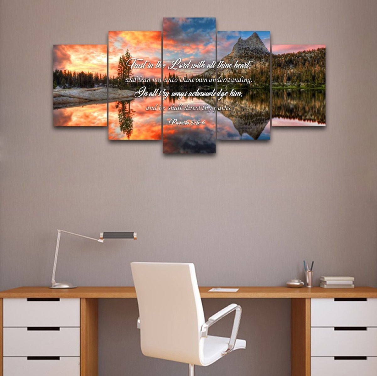 Proverbs 35-6 Kjv 'Trust In The Lord With All Thine Heart' Christian Scripture Wall Art Canvas - Christian Canvas Wall Art