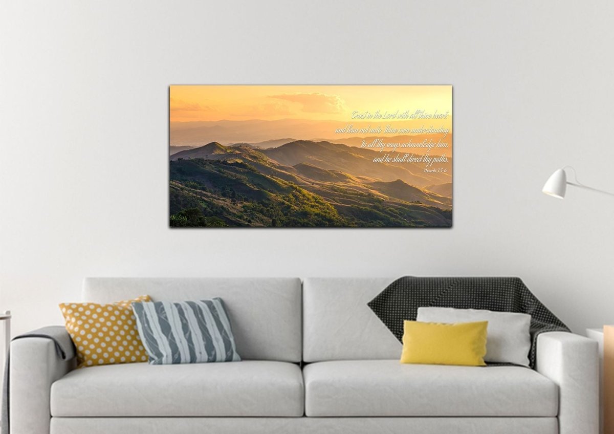 Proverbs 35-6 'Trust In The Lord With All Thine Heart' Christian Scripture Wall Art Canvas - Christian Canvas Wall Art