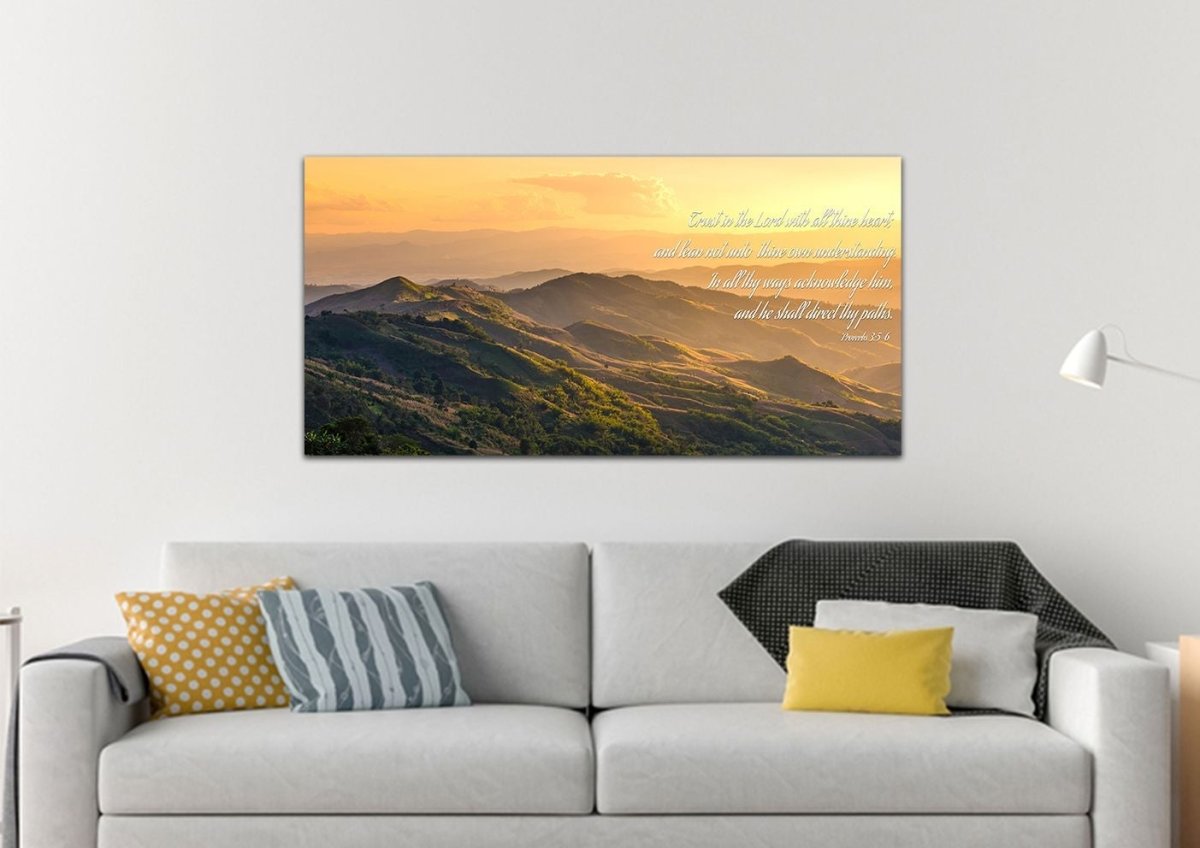 Proverbs 35-6 'Trust In The Lord With All Thine Heart' Christian Scripture Wall Art Canvas - Christian Canvas Wall Art