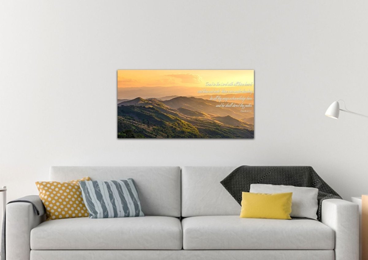 Proverbs 35-6 'Trust In The Lord With All Thine Heart' Christian Scripture Wall Art Canvas - Christian Canvas Wall Art