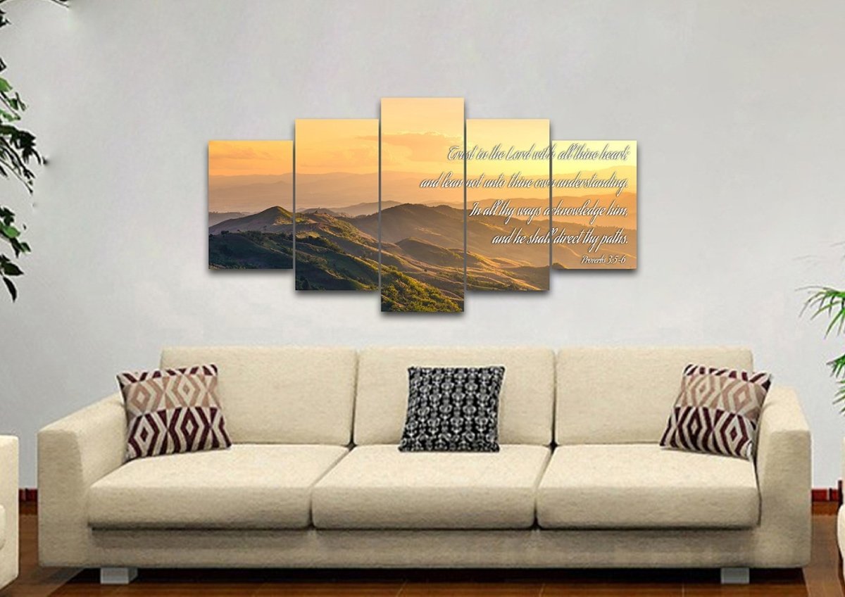 Proverbs 35-6 'Trust In The Lord With All Thine Heart' Christian Scripture Wall Art Canvas - Christian Canvas Wall Art