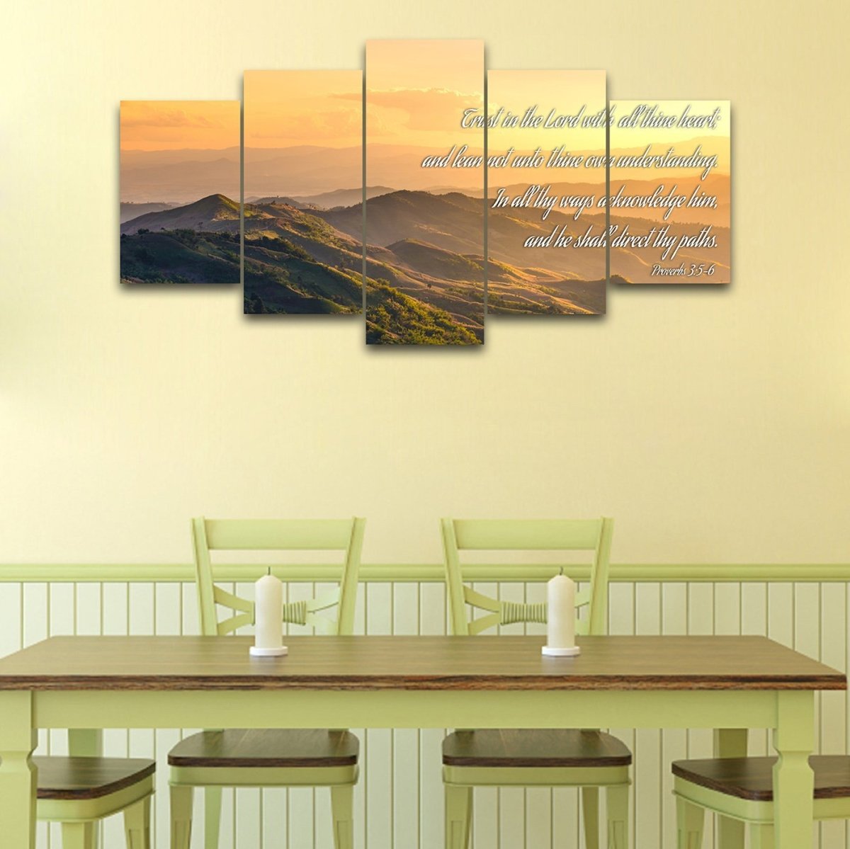 Proverbs 35-6 'Trust In The Lord With All Thine Heart' Christian Scripture Wall Art Canvas - Christian Canvas Wall Art