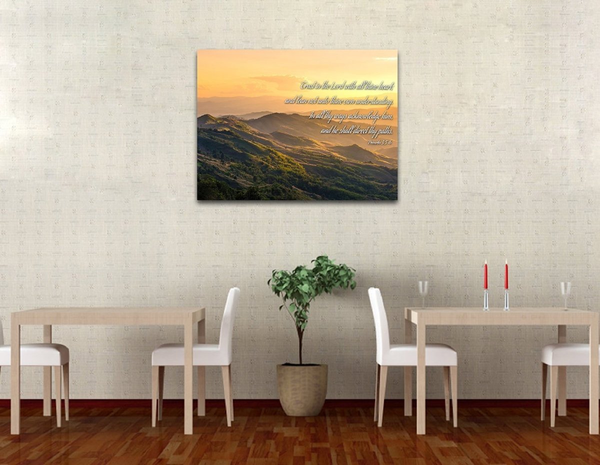 Proverbs 35-6 'Trust In The Lord With All Thine Heart' Christian Scripture Wall Art Canvas - Christian Canvas Wall Art