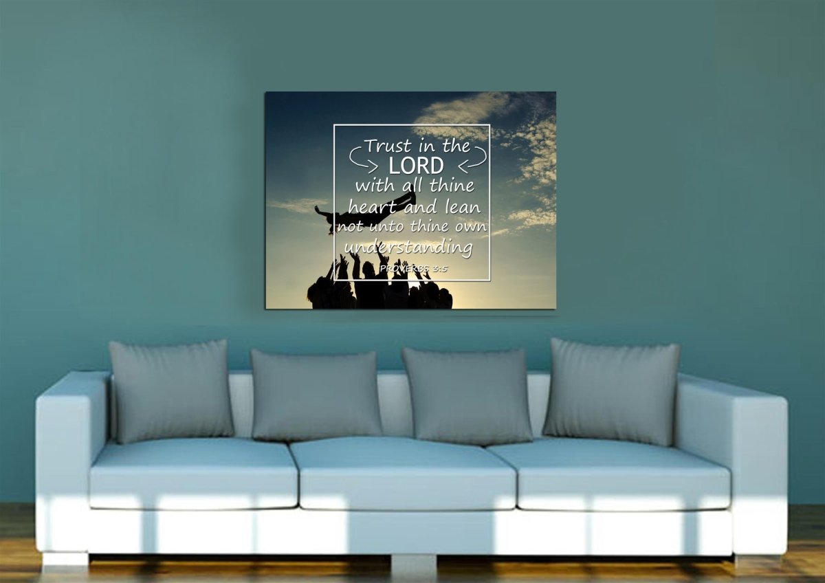 Proverbs 35 Kjv Trust In The Lord With All Thine Heart Bible Verse Wall Art Canvas - Christian Canvas Wall Art