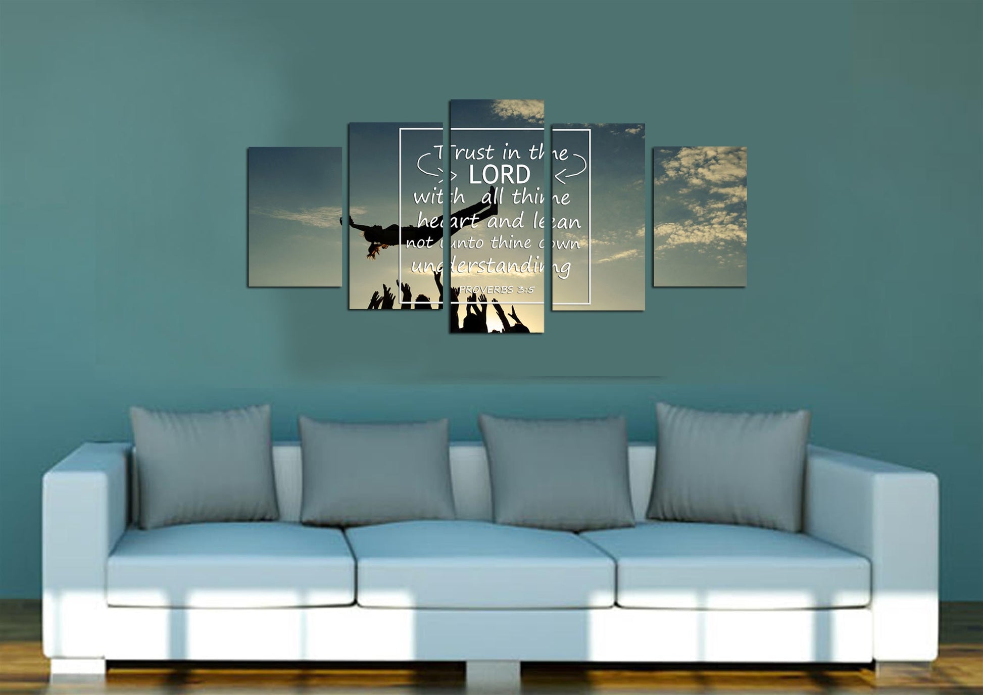 Proverbs 35 Kjv Trust In The Lord With All Thine Heart Bible Verse Wall Art Canvas - Christian Canvas Wall Art
