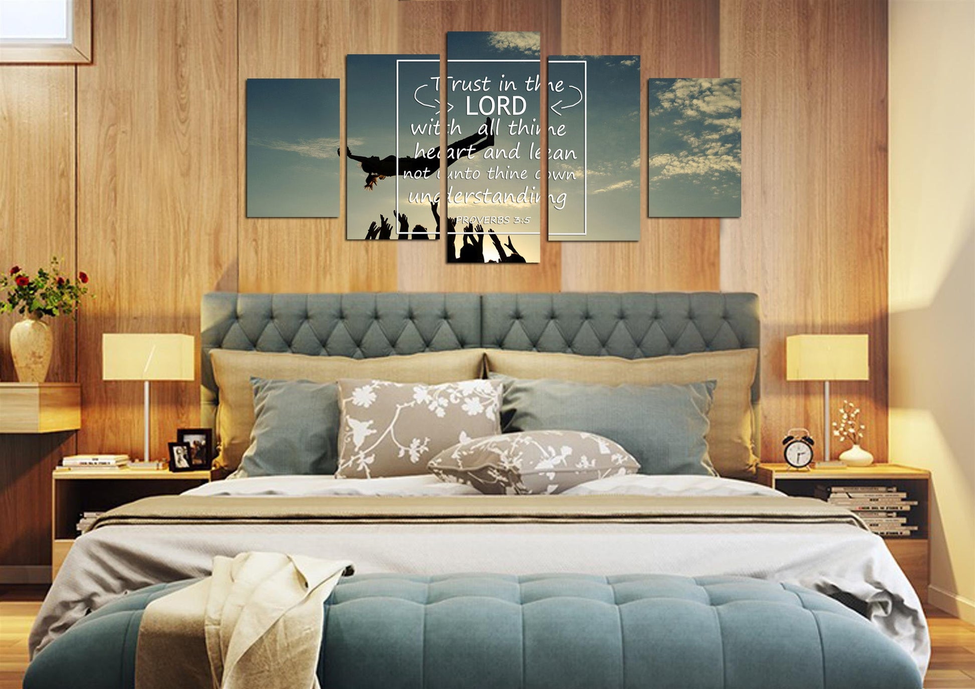 Proverbs 35 Kjv Trust In The Lord With All Thine Heart Bible Verse Wall Art Canvas - Christian Canvas Wall Art