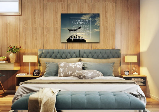 Proverbs 35kjv Trust In The Lord With All Thine Heart Bible Verse Wall Art - Christian Canvas Wall Art