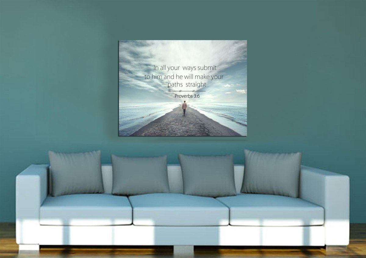 Proverbs 36 Niv In All Your Ways Submit To Him Bible Verse Wall Art Canvas - Christian Canvas Wall Art