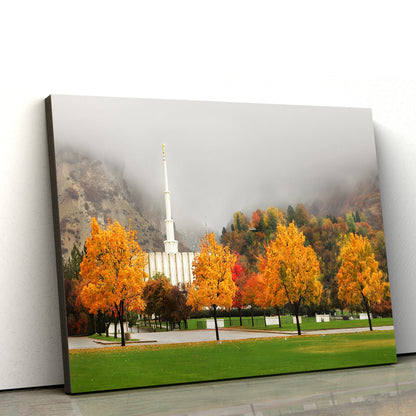 Provo Temple Autumn Trees Canvas Wall Art - Jesus Christ Picture - Canvas Christian Wall Art