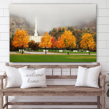 Provo Temple Autumn Trees Canvas Wall Art - Jesus Christ Picture - Canvas Christian Wall Art