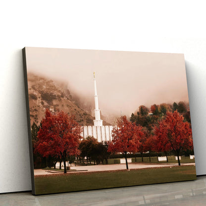 Provo Temple Sepia Canvas Wall Art - Jesus Christ Picture - Canvas Christian Wall Art