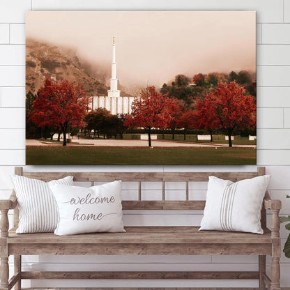 Provo Temple Sepia Canvas Wall Art - Jesus Christ Picture - Canvas Christian Wall Art