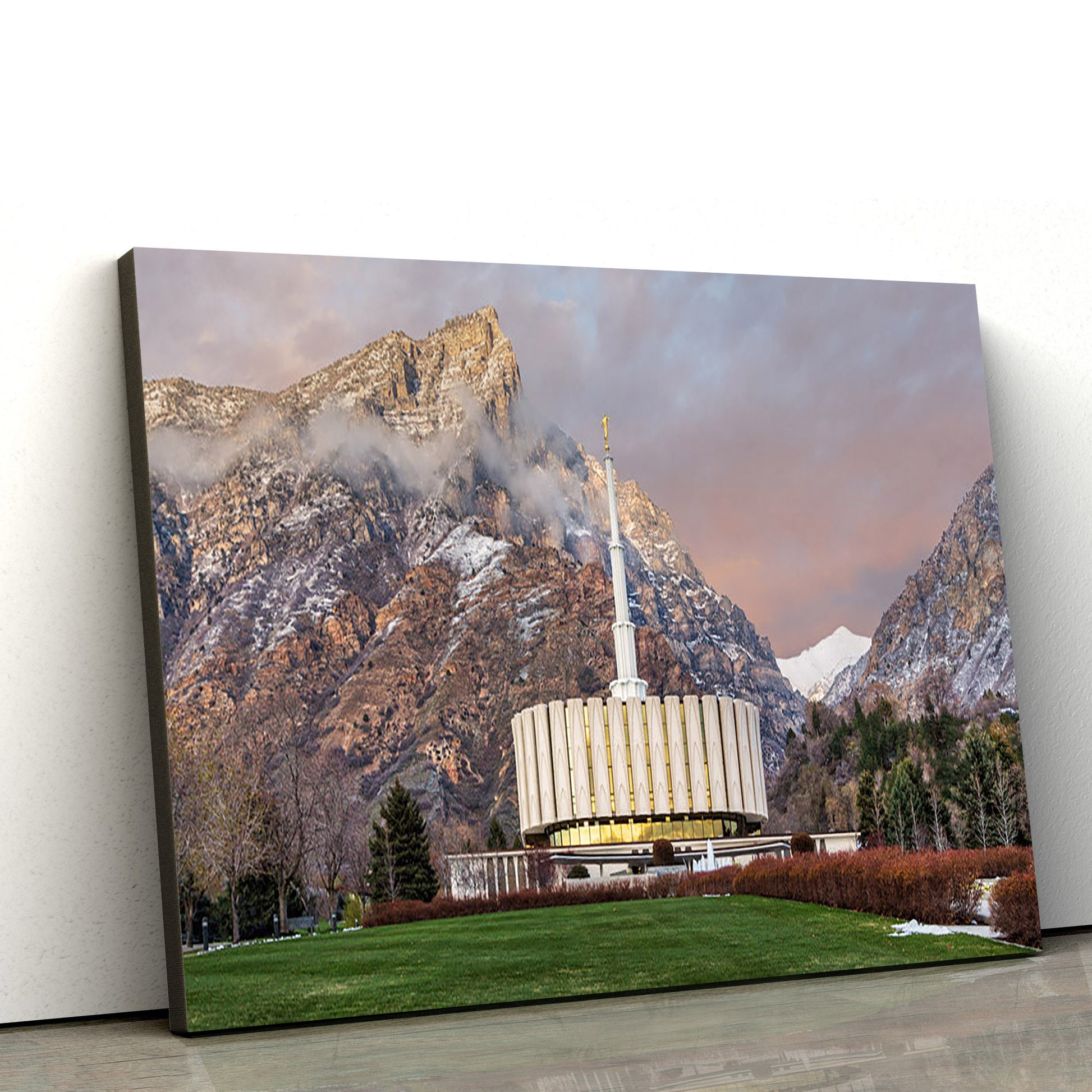 Provo Temple Spring Snow Canvas Wall Art - Jesus Christ Picture - Canvas Christian Wall Art