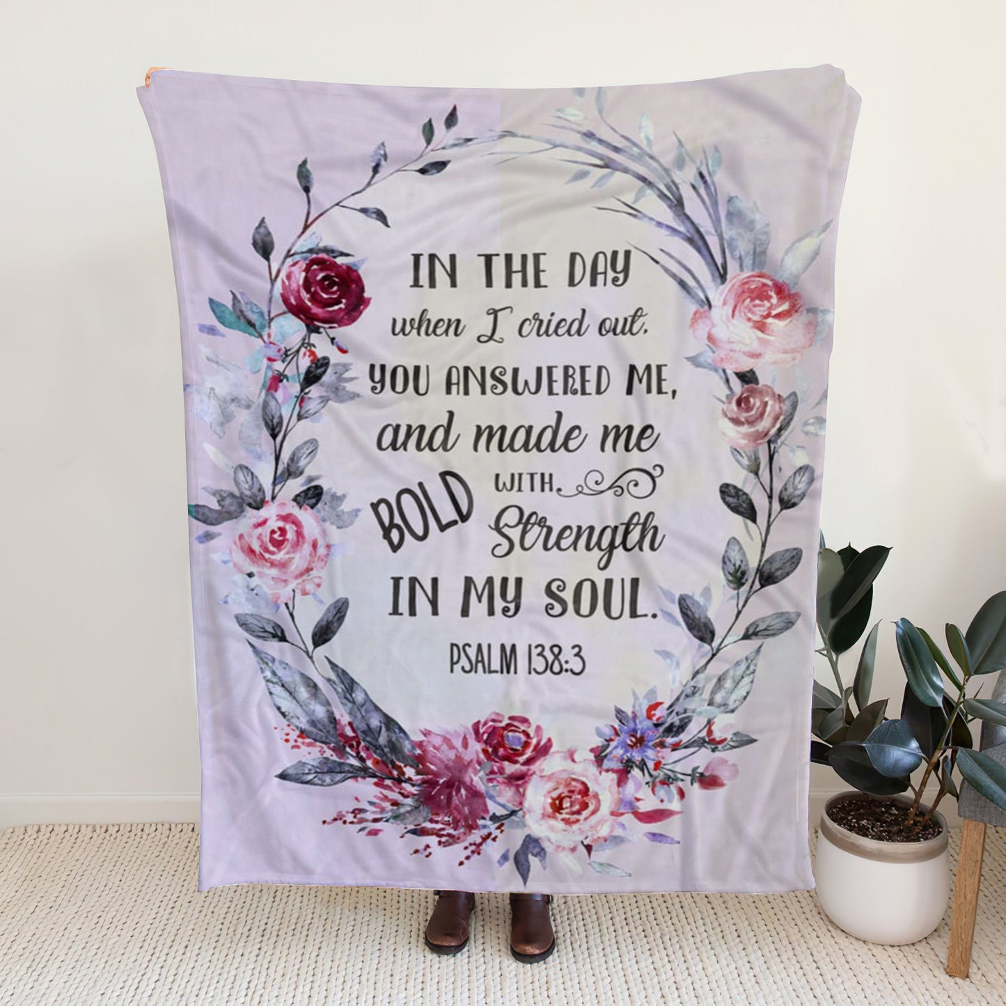 Sherpa Fleece Blanket - Psalm 1383 In The Day When I Cried Out Christian Blanket - Ciaocustom