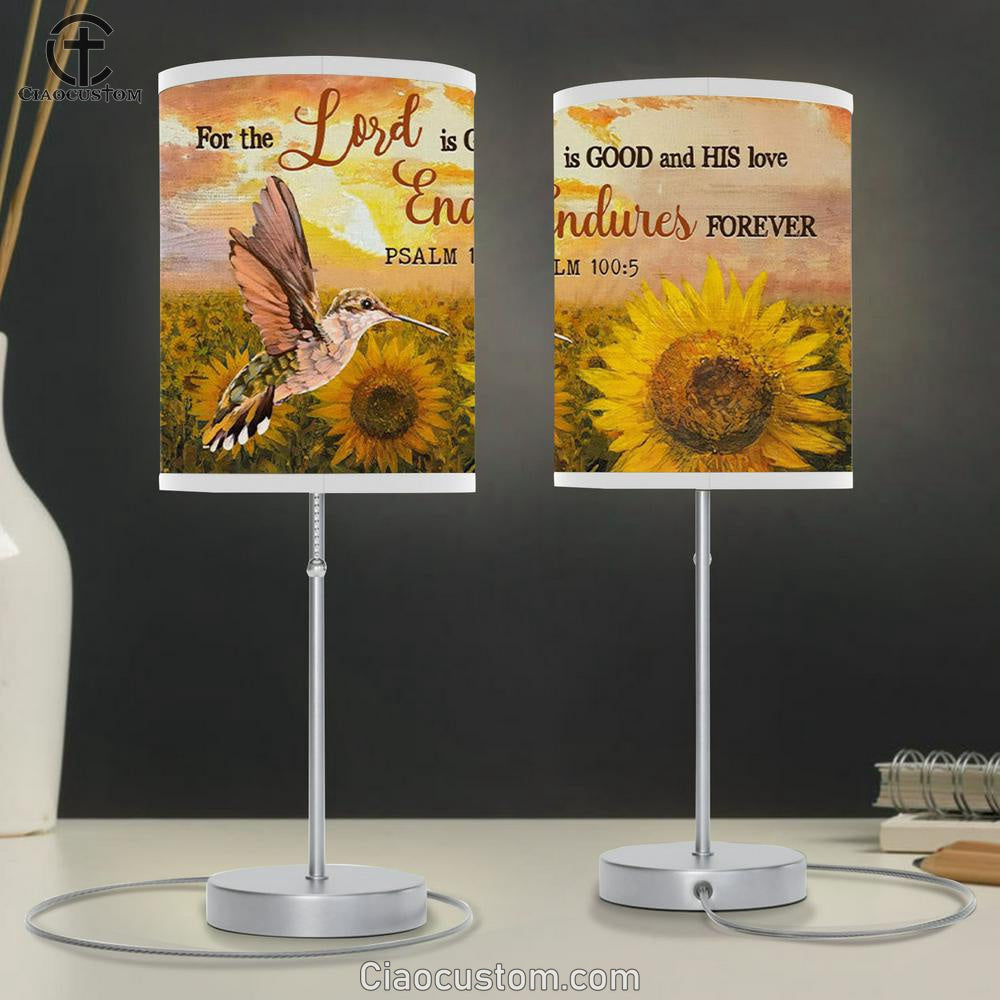 Psalm 1005 For The Lord Is Good And His Love Endures Forever Table Lamp For Bedroom - - Christian Room Decor