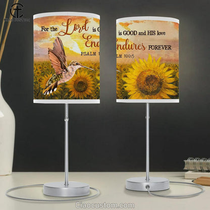 Psalm 1005 For The Lord Is Good And His Love Endures Forever Table Lamp For Bedroom - - Christian Room Decor
