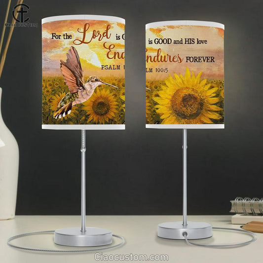 Psalm 1005 For The Lord Is Good And His Love Endures Forever Table Lamp For Bedroom - - Christian Room Decor