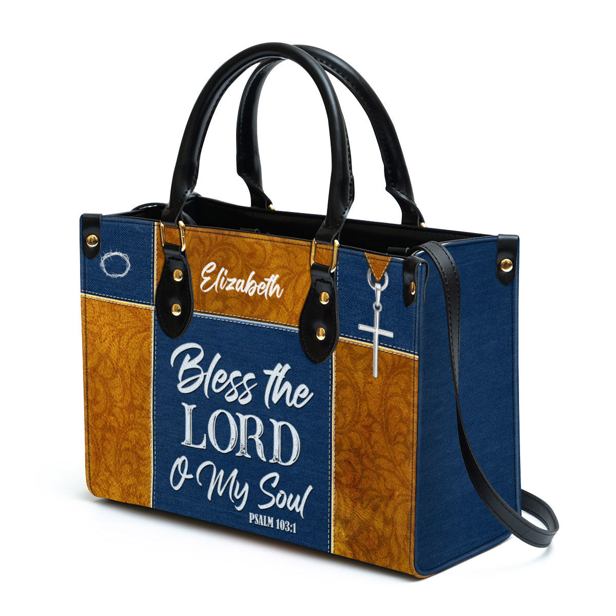 Psalm 1031 Bless The Lord O My Soul Personalized Leather Handbag With Handle Christ Gifts For Women Of God