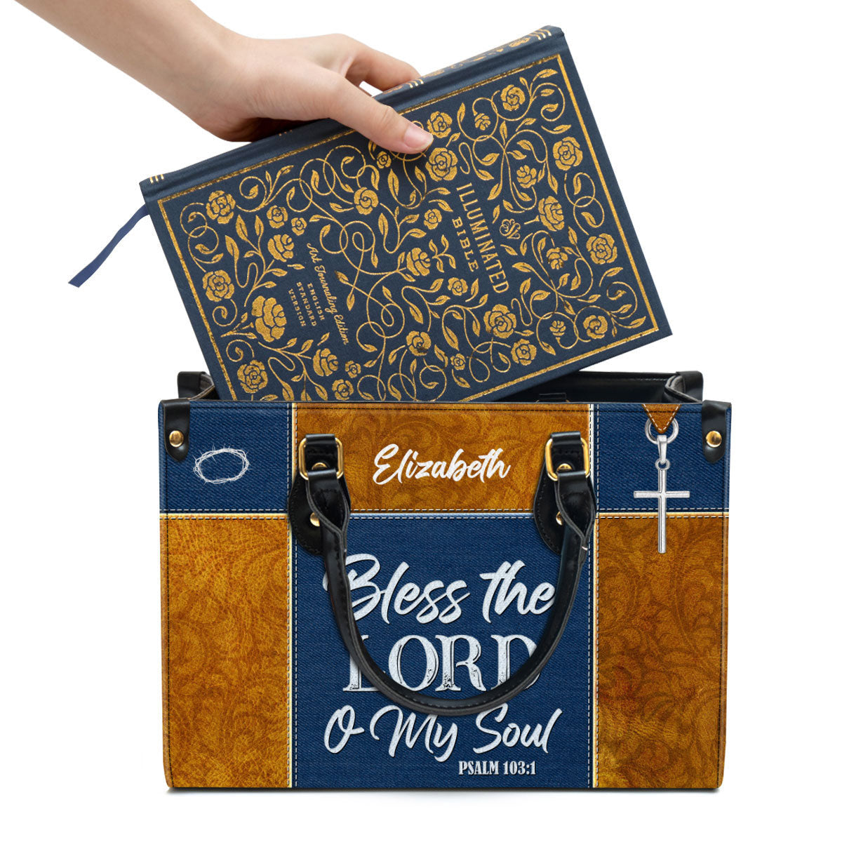 Psalm 1031 Bless The Lord O My Soul Personalized Leather Handbag With Handle Christ Gifts For Women Of God