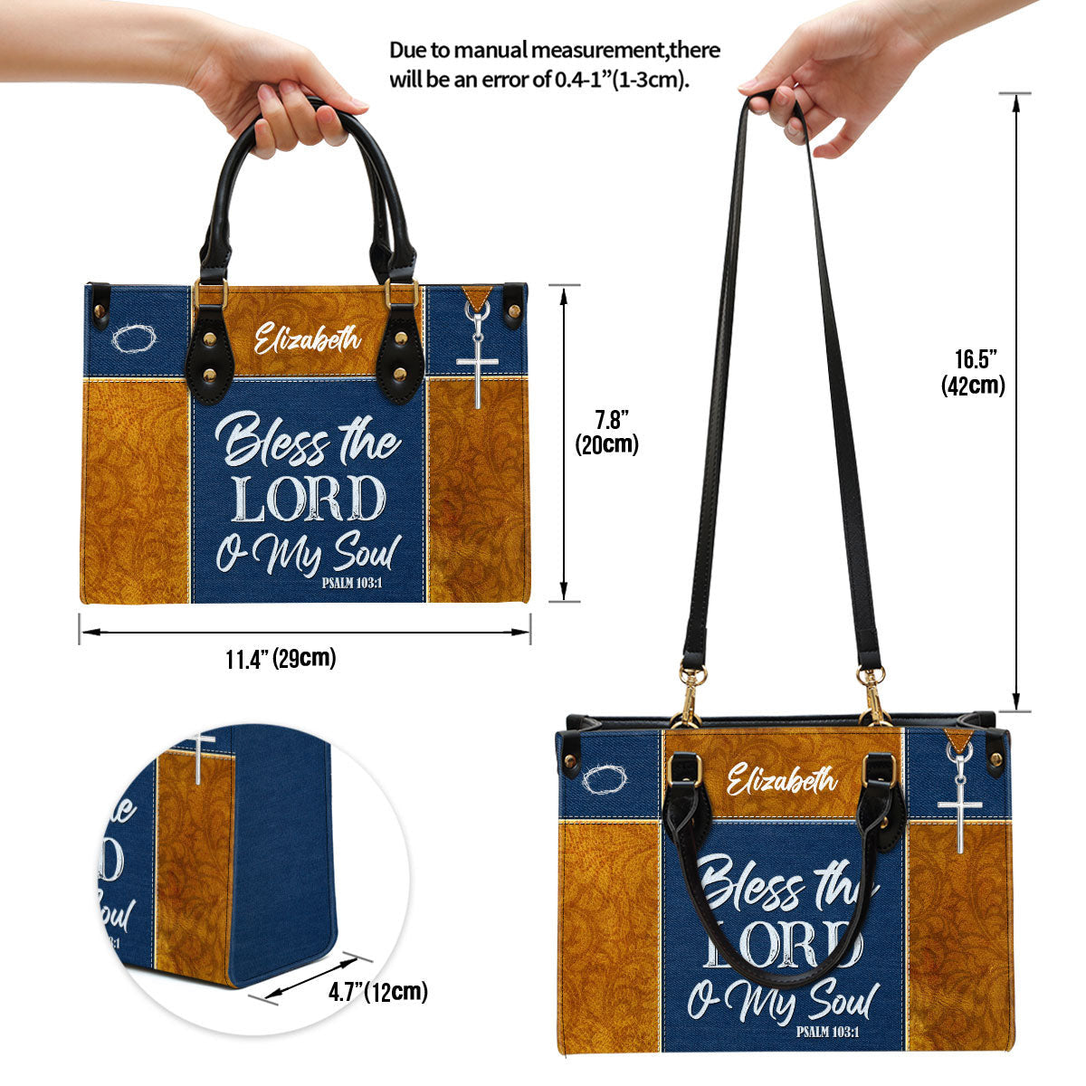 Psalm 1031 Bless The Lord O My Soul Personalized Leather Handbag With Handle Christ Gifts For Women Of God