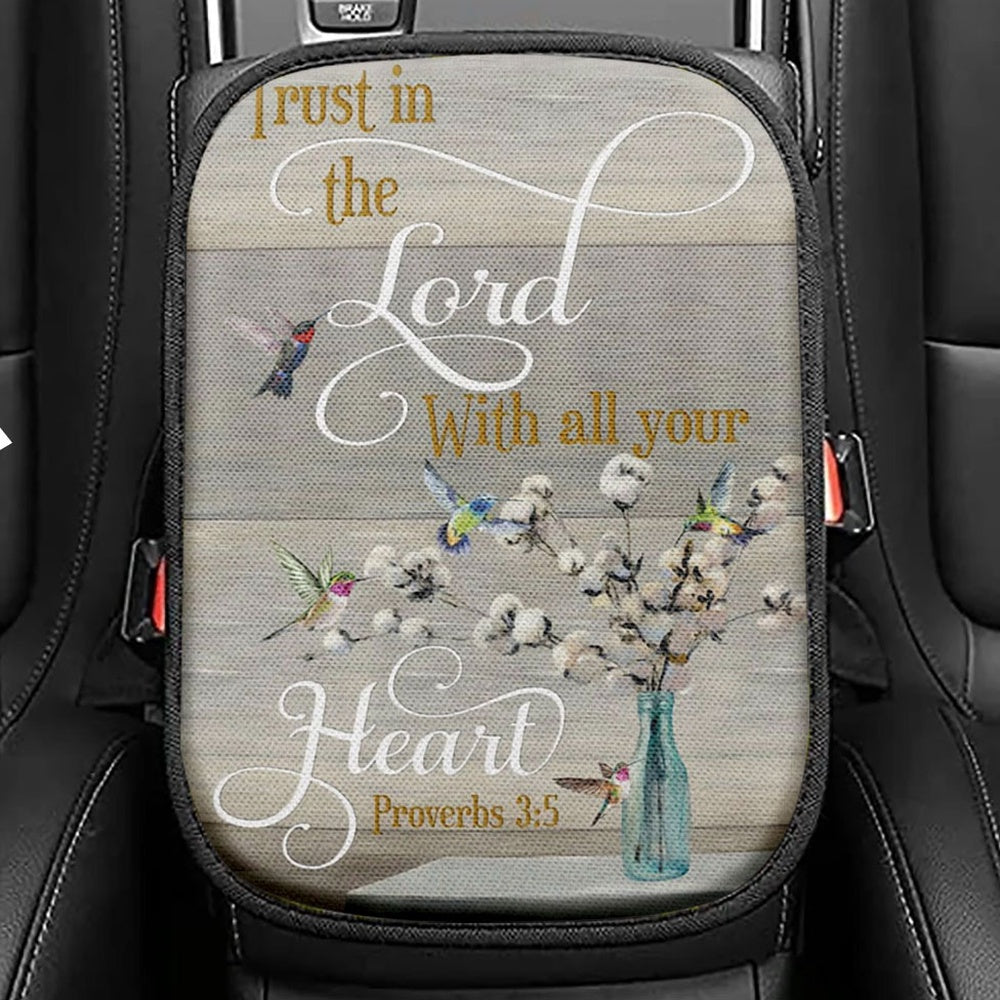 Psalm 1071 Niv Give Thanks To The Lord Seat Box Cover, Bible Verse Car Center Console Cover, Scripture Car Interior Accessories