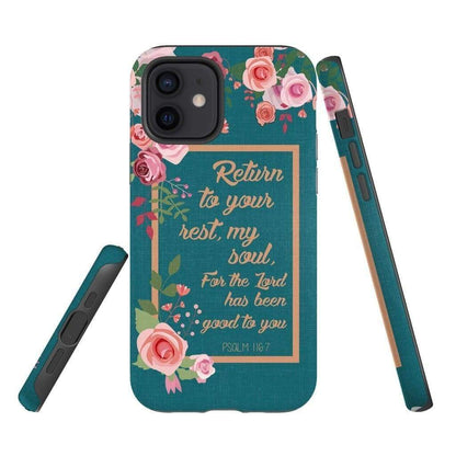 Psalm 1167 Return To Your Rest My Soul Floral Phone Case - Christian Phone Cases - Religious Phone Case
