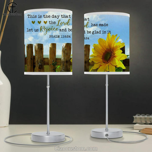 Psalm 11824 This Is The Day That The Lord Has Made Table Lamp For Bedroom - Sunflower - Christian Room Decor