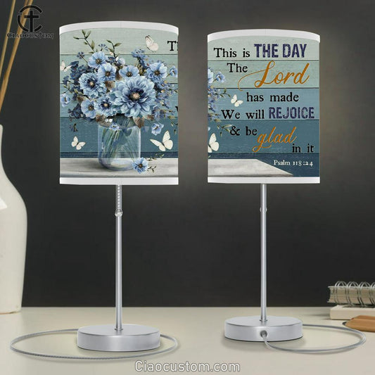 Psalm 11824 This Is The Day The Lord Has Made Table Lamp For Bedroom - Flowers Bible Verse Lamp Art Decor - Christian Room Decor