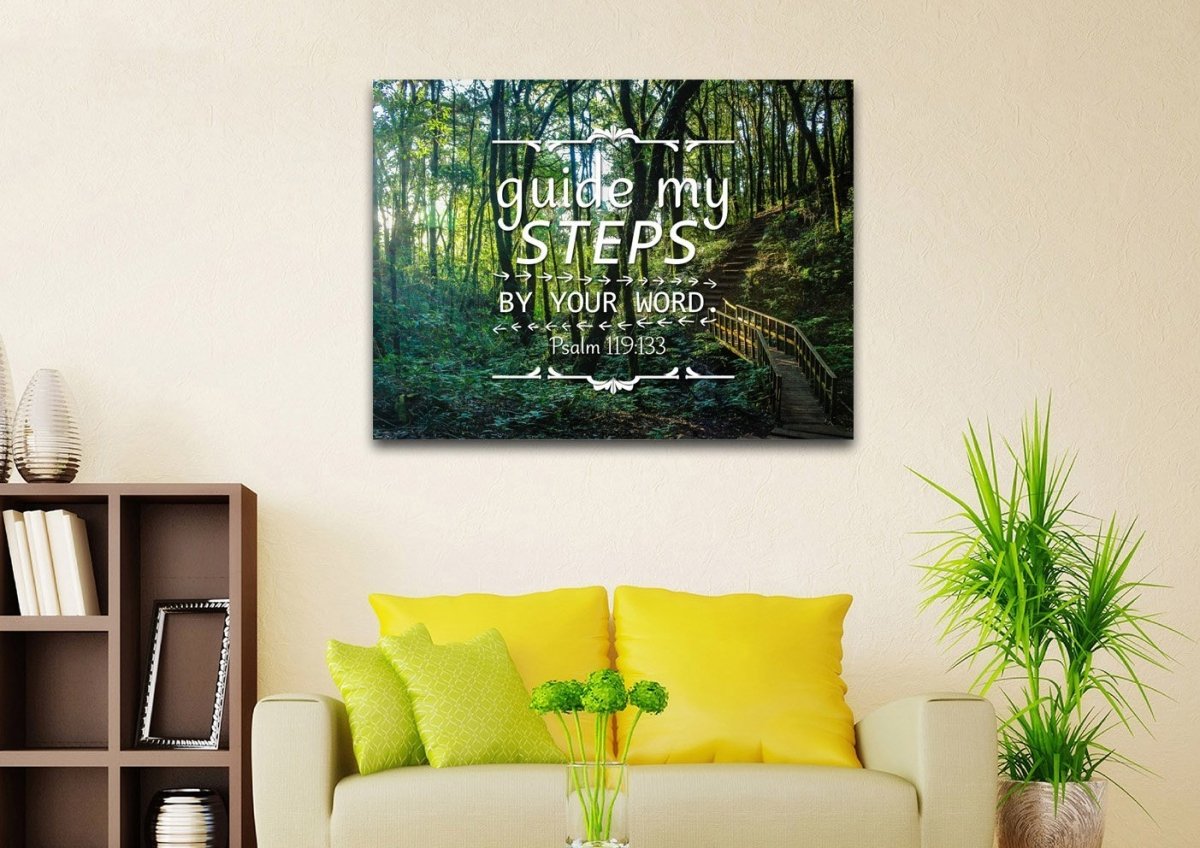 Psalm 119133 Guide My Steps By Your Word Canvas Wall Art Print - Christian Canvas Wall Art