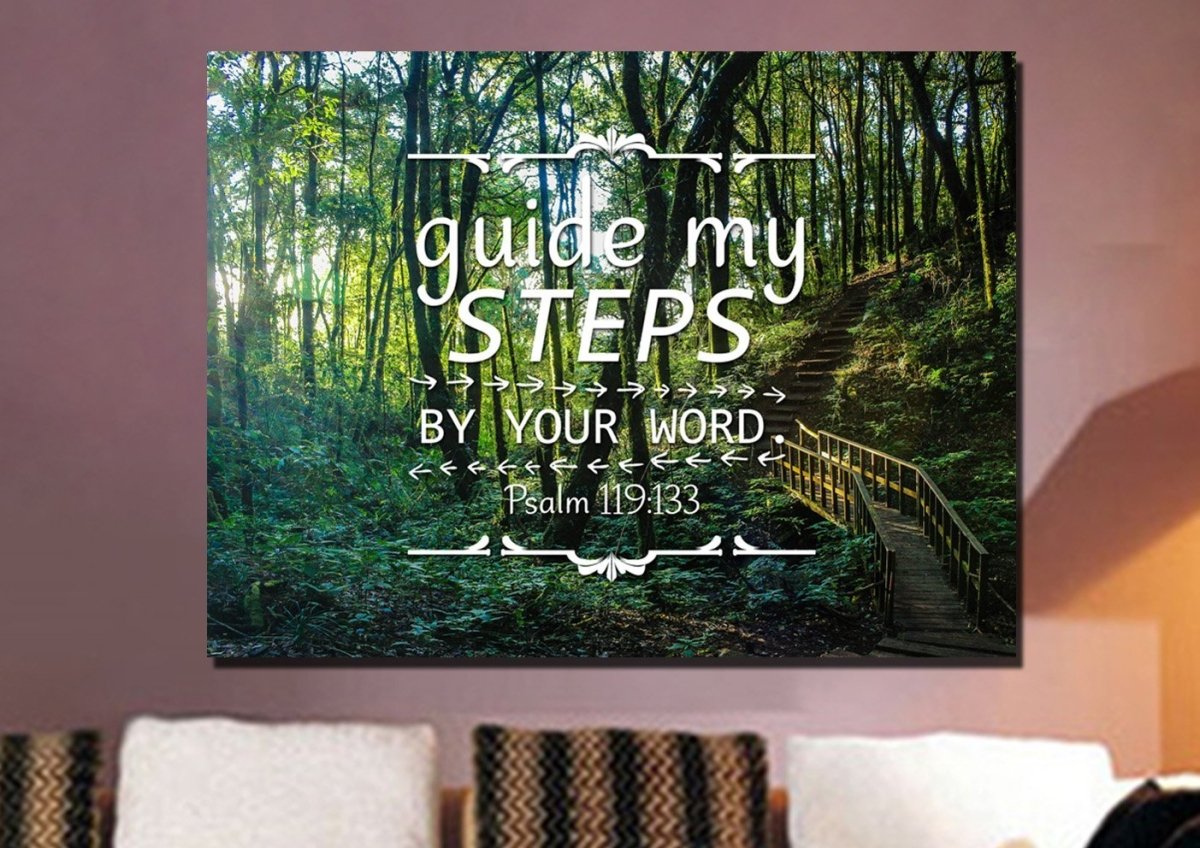 Psalm 119133 Guide My Steps By Your Word Canvas Wall Art Print - Christian Canvas Wall Art