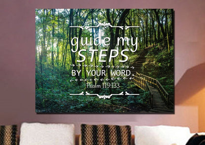 Psalm 119133 Guide My Steps By Your Word Canvas Wall Art Print - Christian Canvas Wall Art