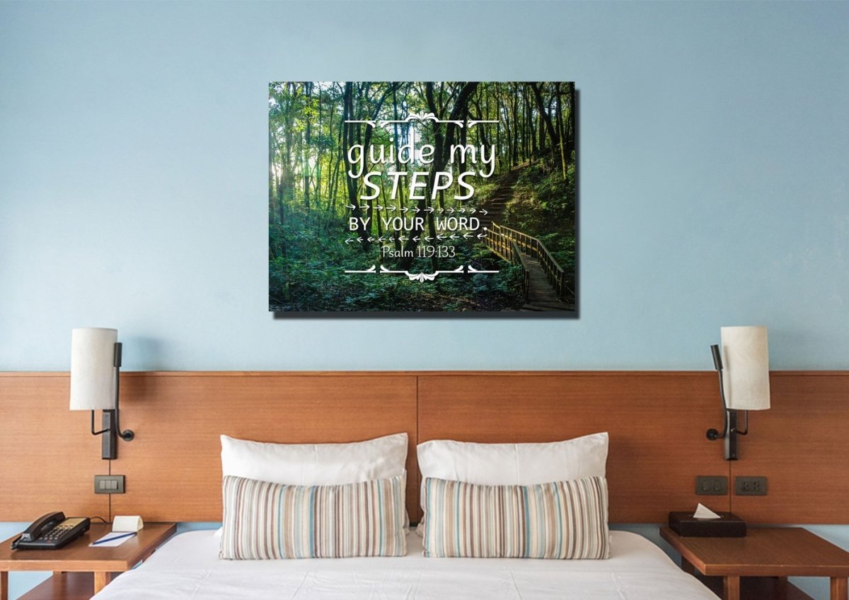 Psalm 119133 Guide My Steps By Your Word Canvas Wall Art Print - Christian Canvas Wall Art