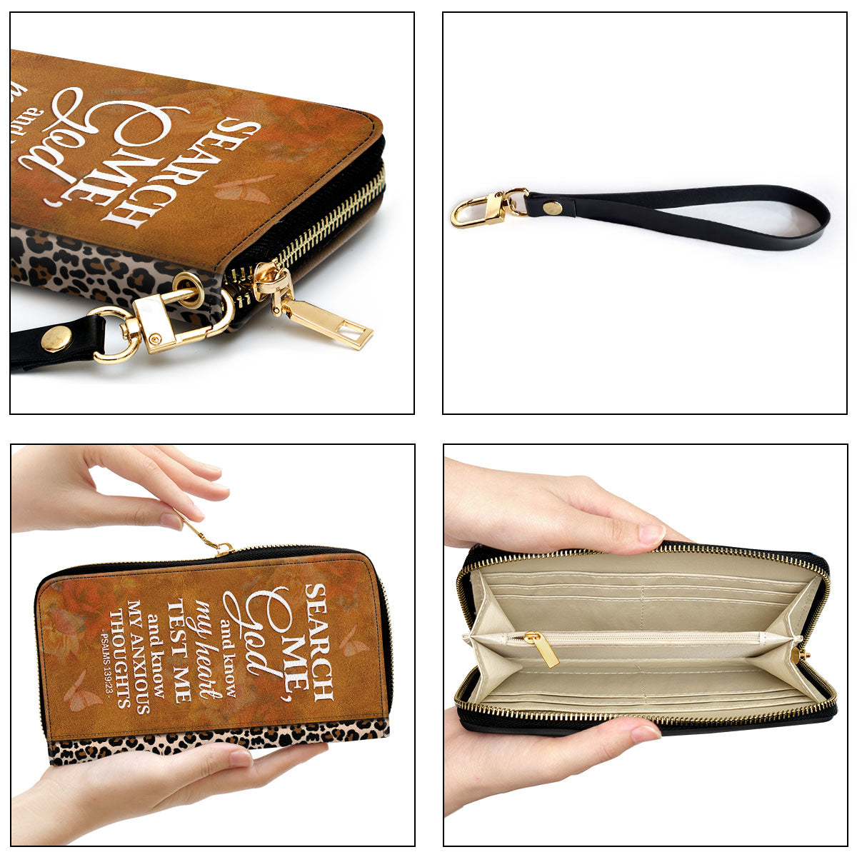 Psalm 13923 Religious Gifts For Women Rose Clutch Purse For Women - Personalized Name - Christian Gifts For Women