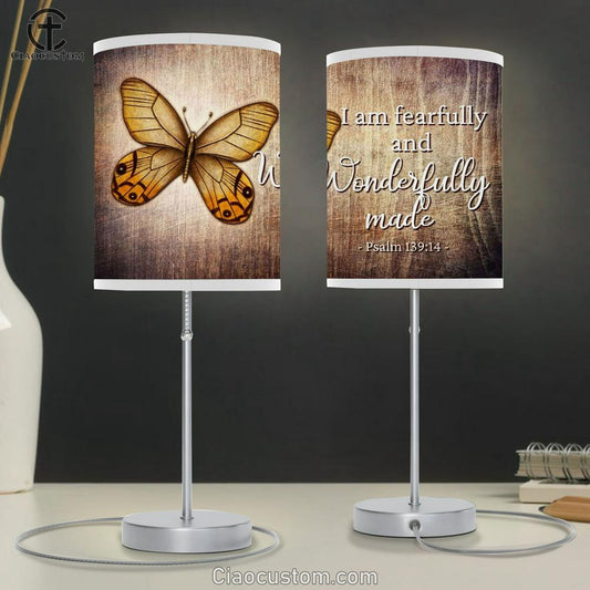 Psalm 139 14 I Am Fearfully And Wonderfully Made Butterfly Lamp Art Table Lamp - Christian Lamp Art Decor - Scripture Table Lamp Prints