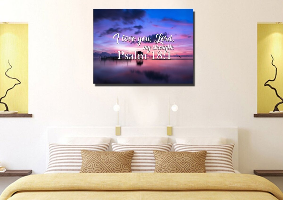 Psalm 181 I Love You Lord, My Strength' Canvas Wall Art Print S - Christian Canvas Wall Art