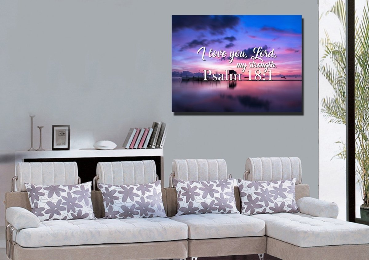 Psalm 181 I Love You Lord, My Strength' Canvas Wall Art Print S - Christian Canvas Wall Art