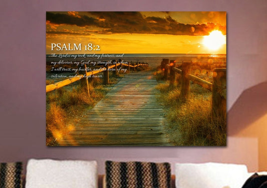 Psalm 182 The Lord Is My Rock Canvas Wall Art Print - Christian Canvas Wall Art