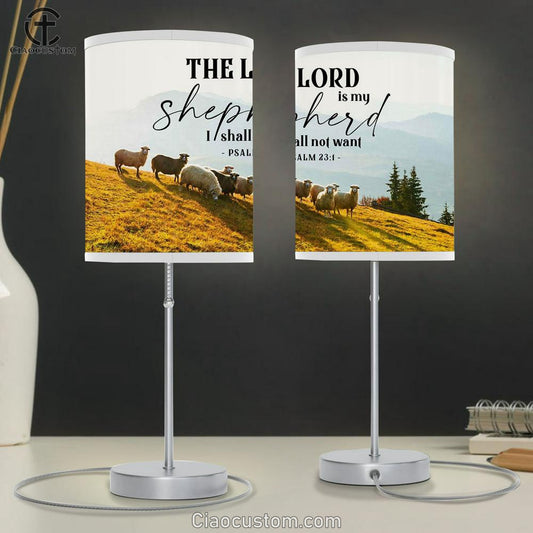 Psalm 23 Kjv The Lord Is My Shepherd I Shall Not Want Table Lamp Art - Scripture Table Lamp Prints - Christian Lamp Art