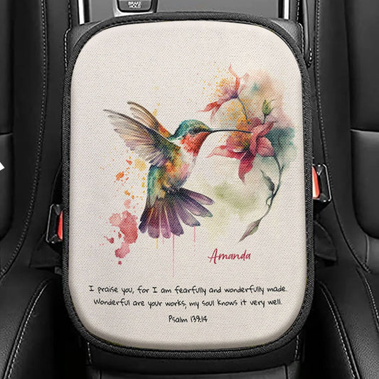 Psalm 23 The Lord Is My Shepherd Seat Box Cover, Christian Car Center Console Cover