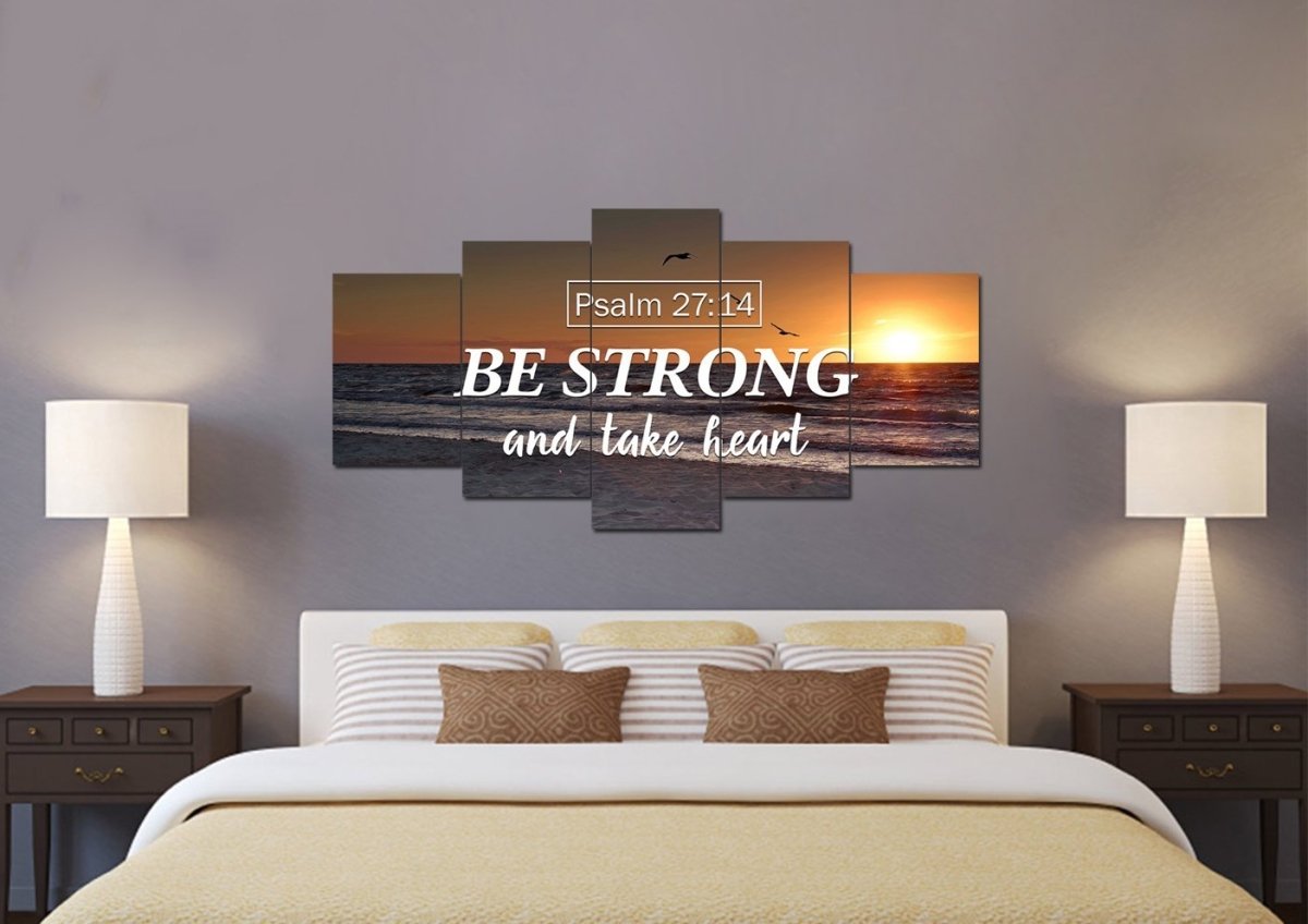 Psalm 2714 Be Strong And Take Heart Canvas Wall Art Print - Christian Canvas Wall Art