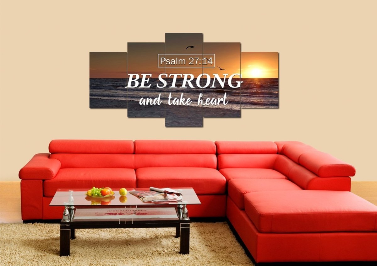 Psalm 2714 Be Strong And Take Heart Canvas Wall Art Print - Christian Canvas Wall Art