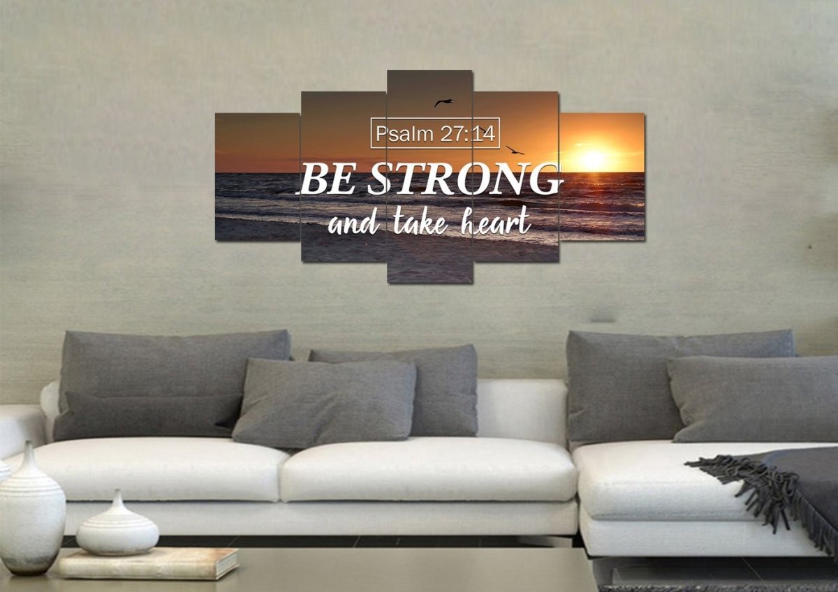 Psalm 2714 Be Strong And Take Heart Canvas Wall Art Print - Christian Canvas Wall Art