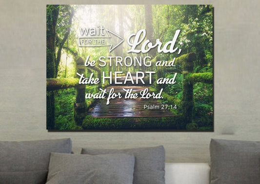 Psalm 2714 Canvas Wall Art Print - Christian Canvas Wall Art