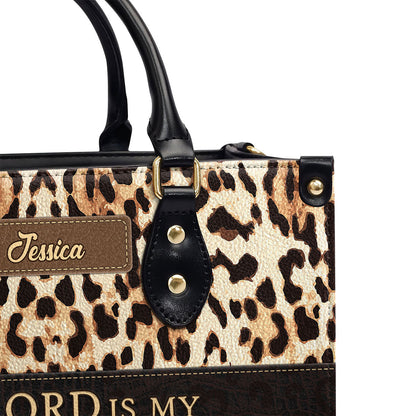 Psalm 287 The Lord Is My Strength And My Shield Personalized Leather Handbag With Zipper Worship Gift For Women's Ministry