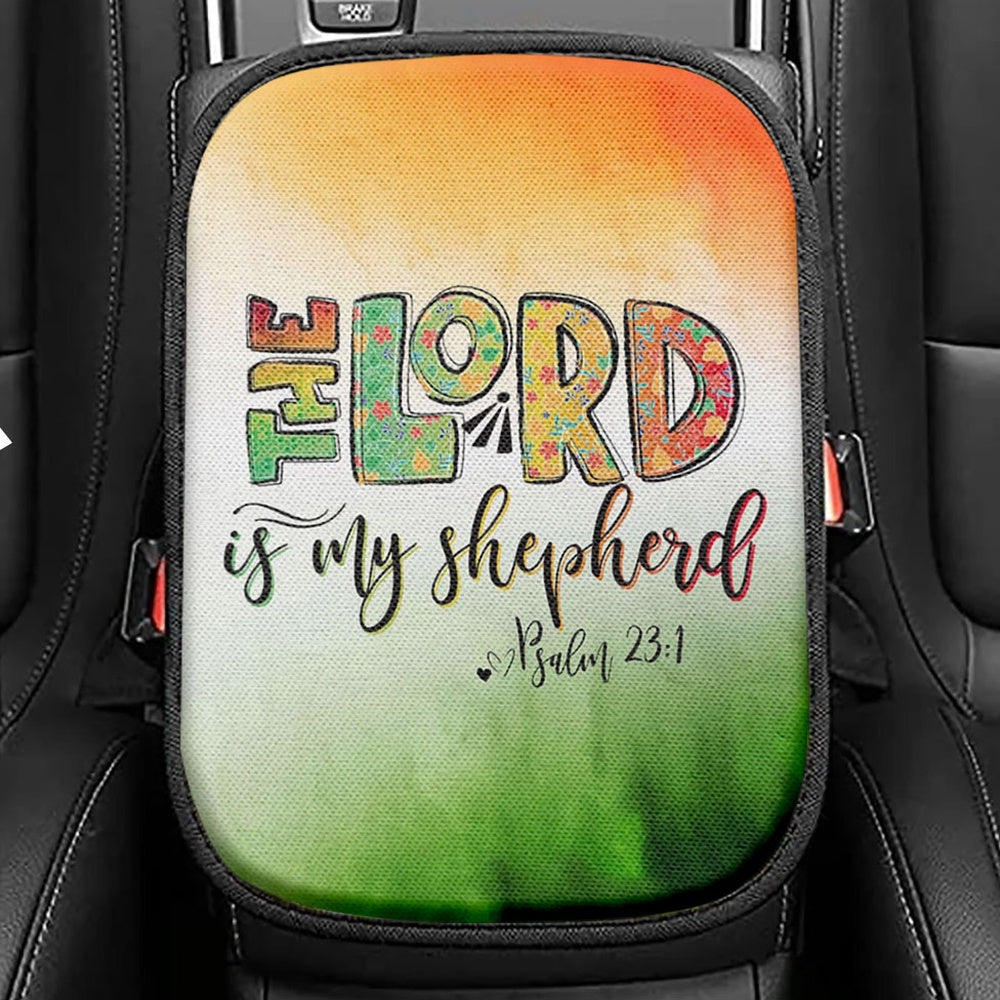 Psalm 31 The Lord Is My Shepherd Personalized Seat Box Cover, Christian Car Center Console Cover, Bible Verse Gift For Women Of God
