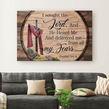 Psalm 344 I Sought The Lord And He Heard Me Canvas Wall Art - Christian Canvas - Faith Canvas