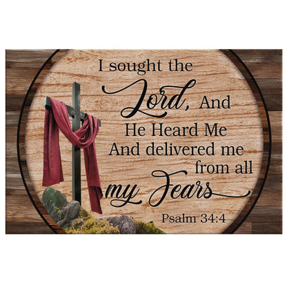 Psalm 344 I Sought The Lord And He Heard Me Canvas Wall Art - Christian Canvas - Faith Canvas